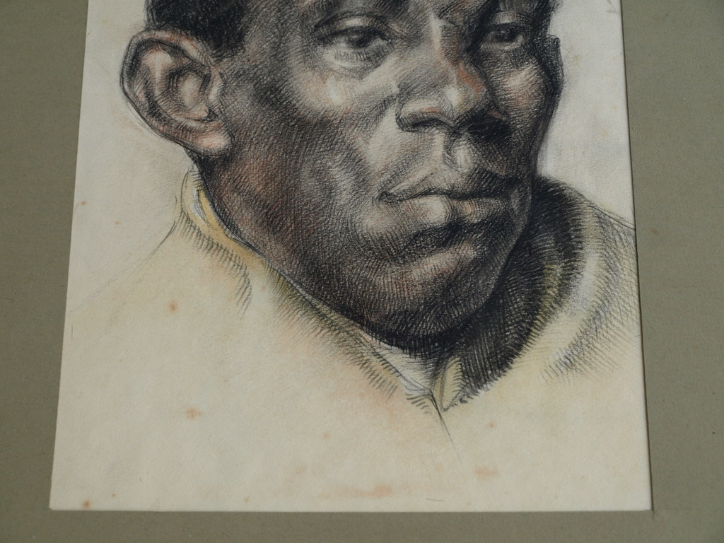 Elias Smalhout : Tekening , Portret zwarte man – ca 1920  kopen? Bied vanaf 1!