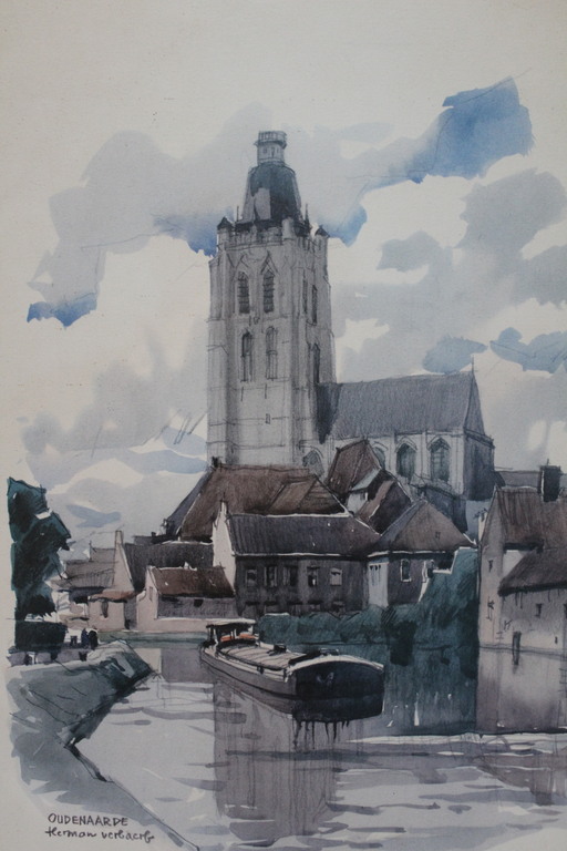 Herman VERBAERE (1906-1993) - aquarel - Oudenaarde kopen? Bied vanaf 25!