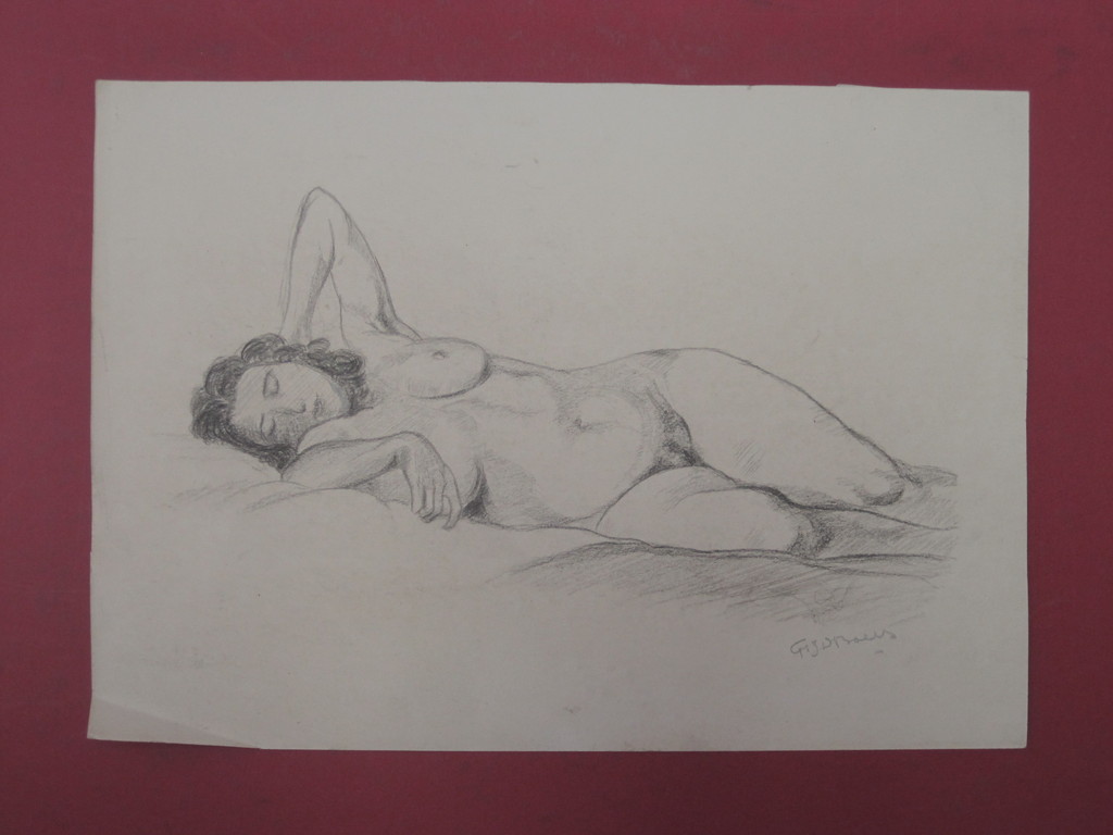 Frans Boers 1914-1987 potloodtekening "Liggend naakt " omstreeks 1950 kopen? Bied vanaf 1!