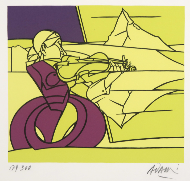 Valerio Adami: Zeefdruk, Studio per fantasia per violino verkocht voor € 50!