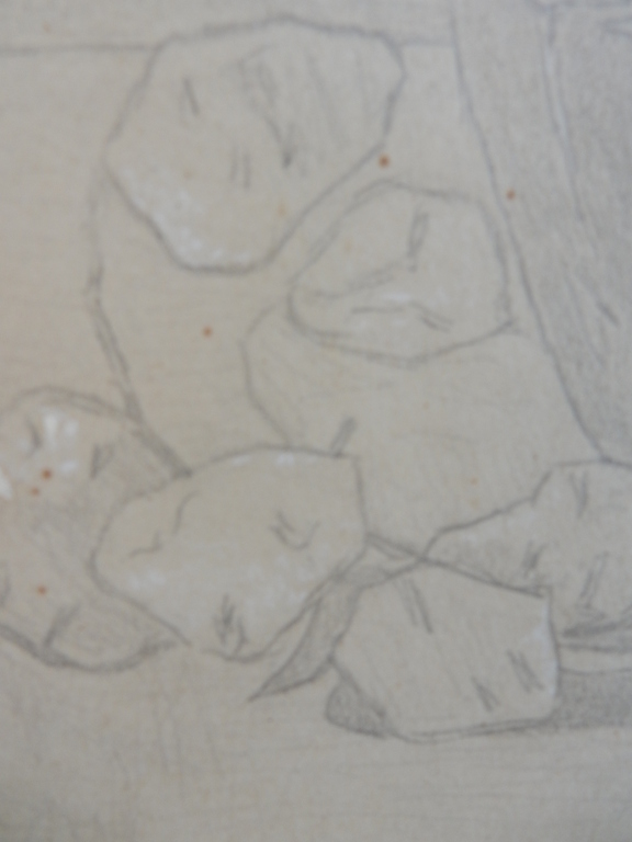 Jan Adam Zandleven, tekening op papier, stilleven, vaas+ bloemen met drinkglas kopen? Bied vanaf 75!