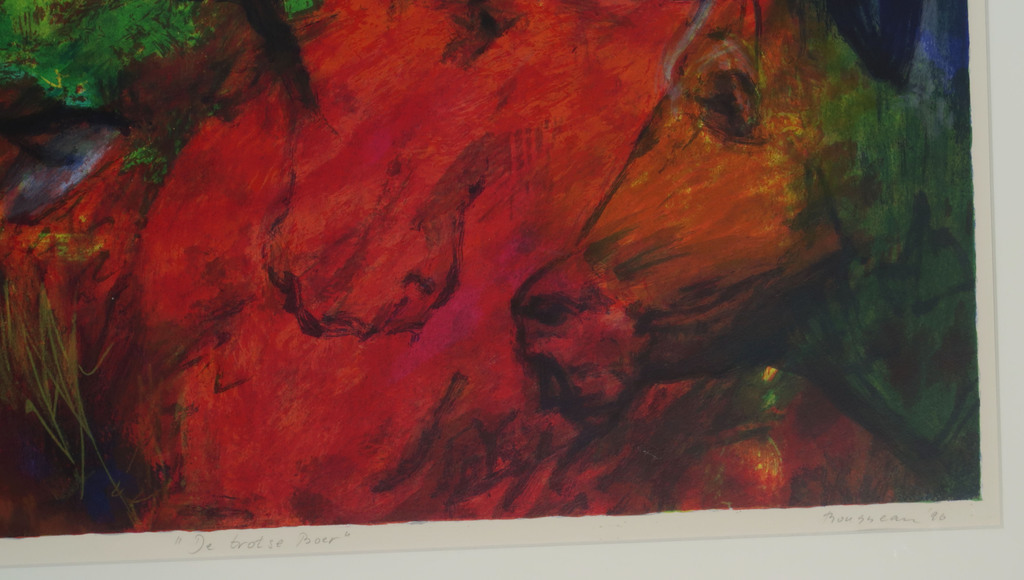 Chrit Rousseau: Zeefdruk, De trotse boer - Ingelijst (Groot!) kopen? Bied vanaf 80!