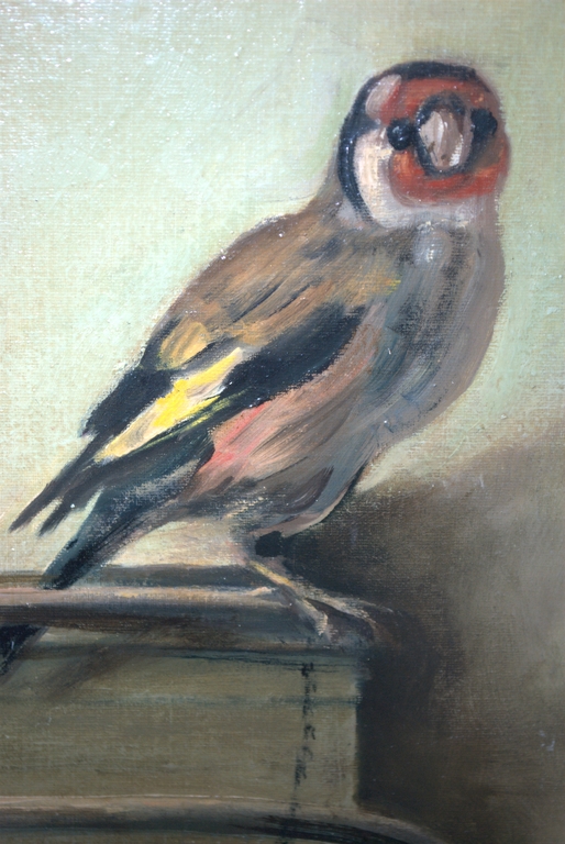 kleine vogel - met onbekend monogram - olieverf op paneel kopen? Bied vanaf 1!