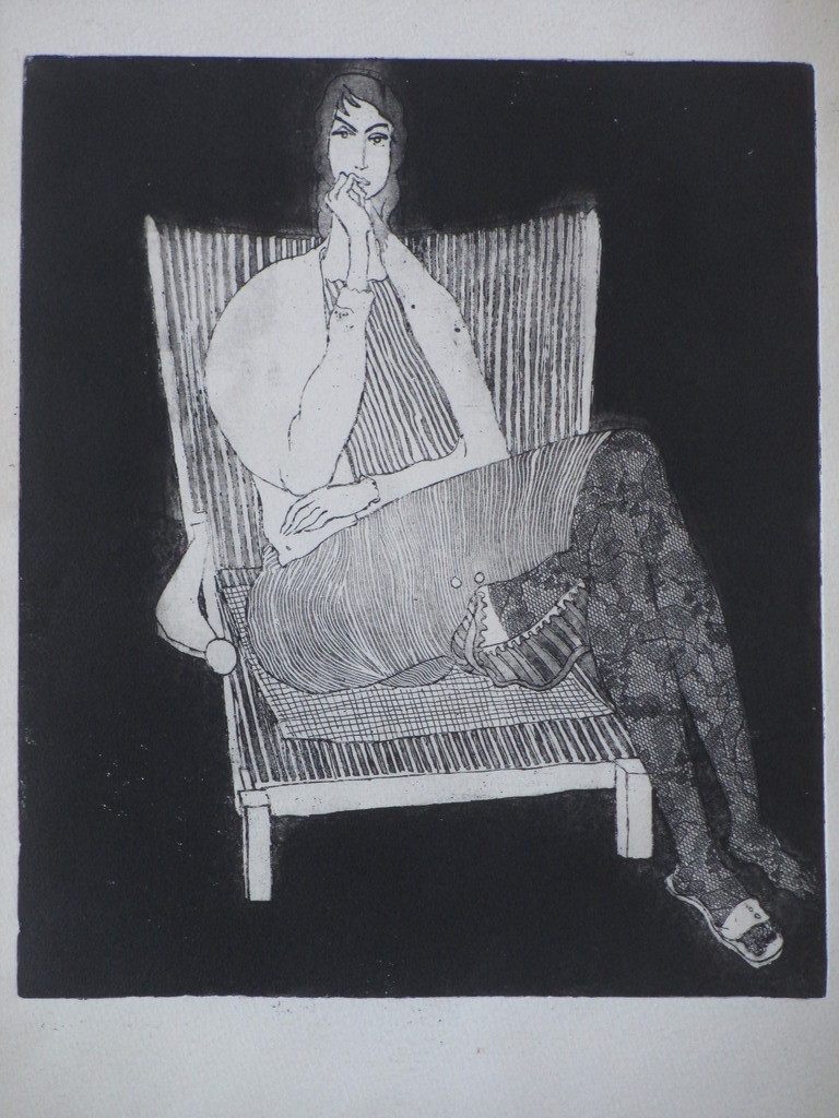 Theo Beerendonk, Vrouw in stoel, Ets verkocht voor € 55!