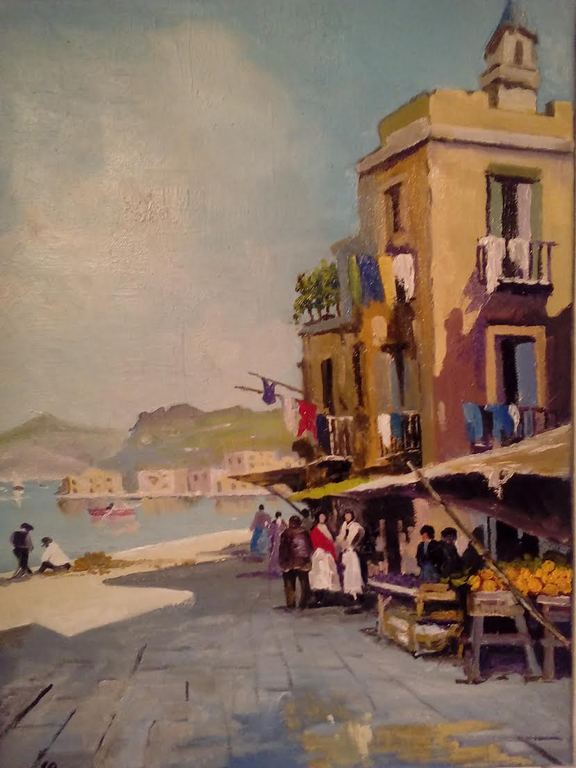 Doorkijkje naar de middellandsezee   olieverf op doek verkocht voor € 55!