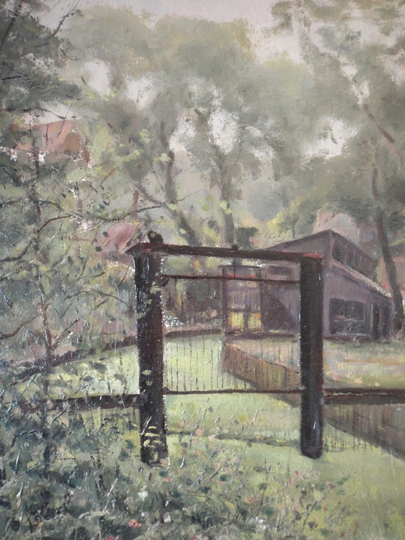 Johannes Baptista Crol, olieverf op board, 'zicht op tuin'. kopen? Bied vanaf 1!