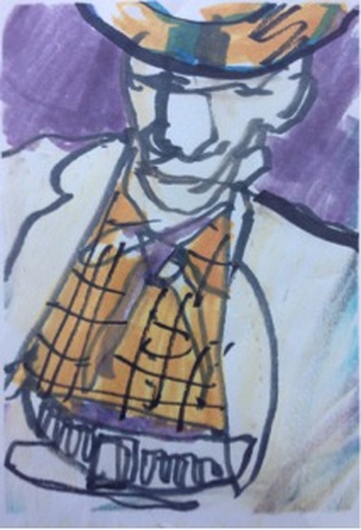 Hermand, Brood, tekening met viltstift, titel: Z'n hoofd een knooppunt kopen? Bied vanaf 125!