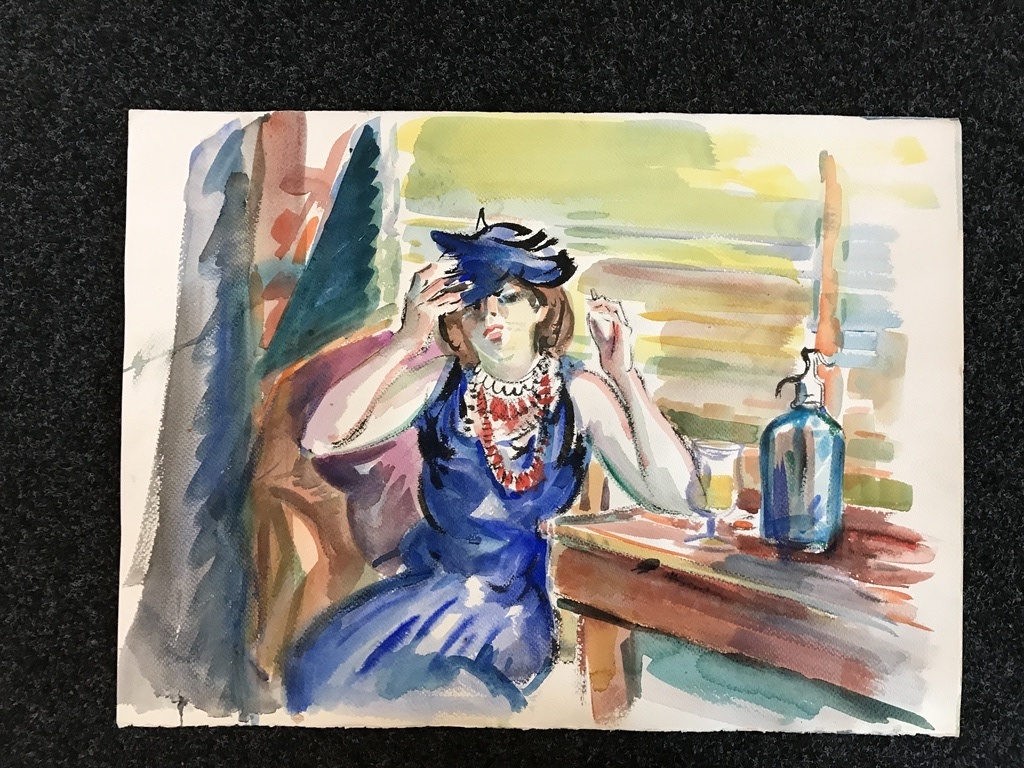 Buy FREEK VAN DEN BERG Originele Aquarel  " MODEL "? Bid from 1!