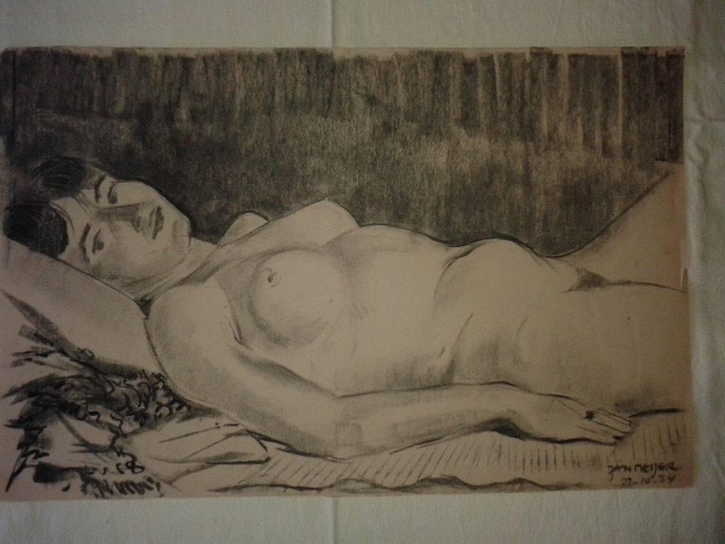 Grote naakttekening Jan Meijer - Muiderberg kopen? Bied vanaf 1!