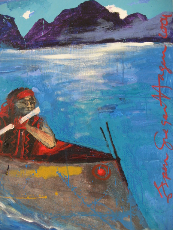Espen Greger Hagen - 'Indianen in kayak' - olieverf - 2004 kopen? Bied vanaf 459!