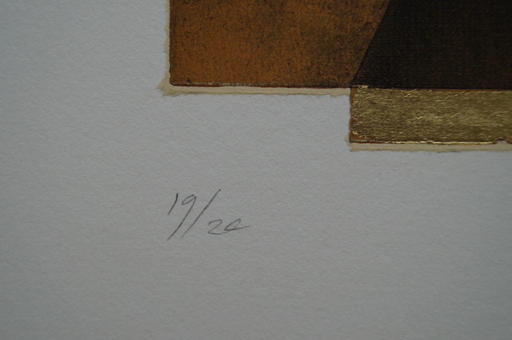 Jan Naezer - gesigneerde etscollage met bladgoud - 2003 kopen? Bied vanaf 1!