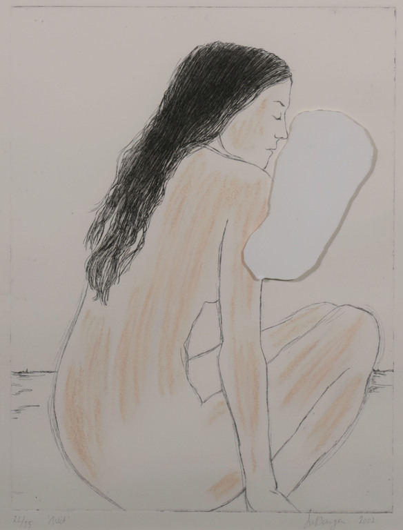 Iris van Dongen: Handgekleurde ets en collage, Wit - Ingelijst kopen? Bied vanaf 20!