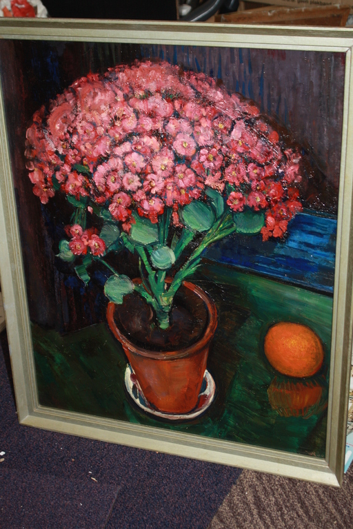 WILLEM REES -BLOEMEN EN EEN SINAASAPPEL - NAIVE KUNST verkocht voor € 200!
