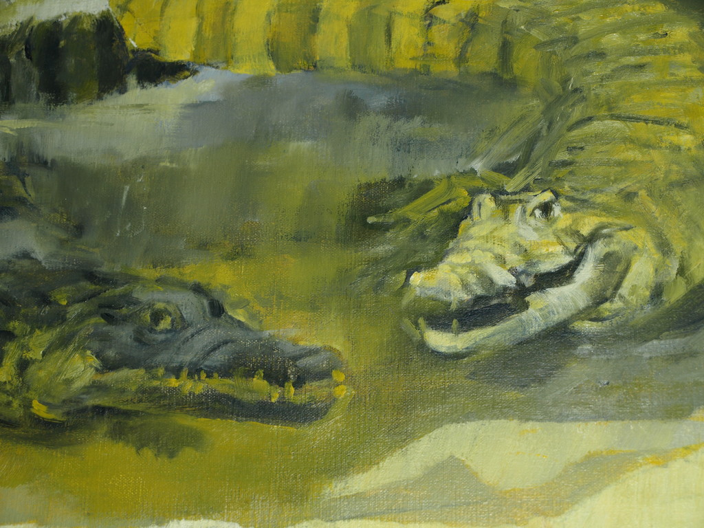 Reijer Sluis – Acryl op canvas - Krokodillen – Gesigneerd – 1994 – Groot  kopen? Bied vanaf 1!