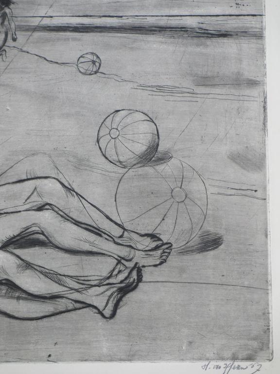 Hans van Efferen, Femmes au bord de la mer, Ets 1967 kopen? Bied vanaf 45!