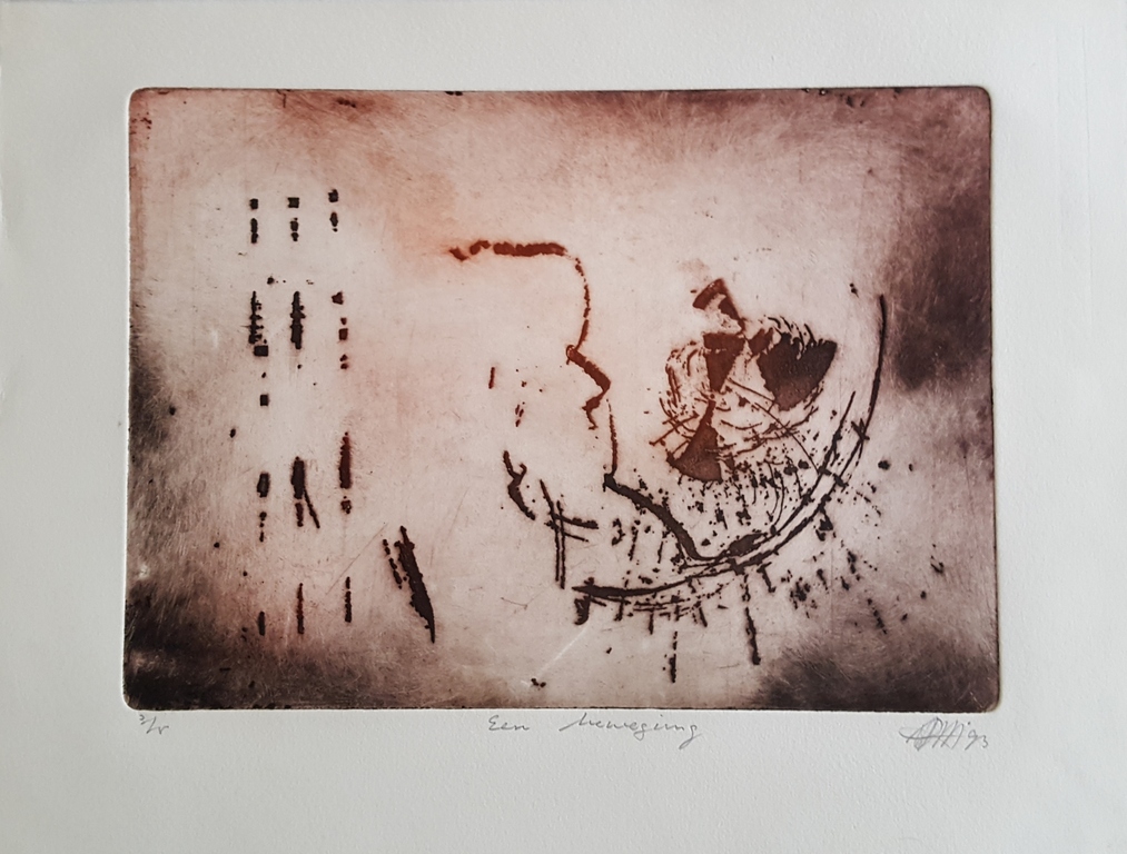 Ad Arma kleuren ets 'Een beweging' - 1993 verkocht voor € 45!
