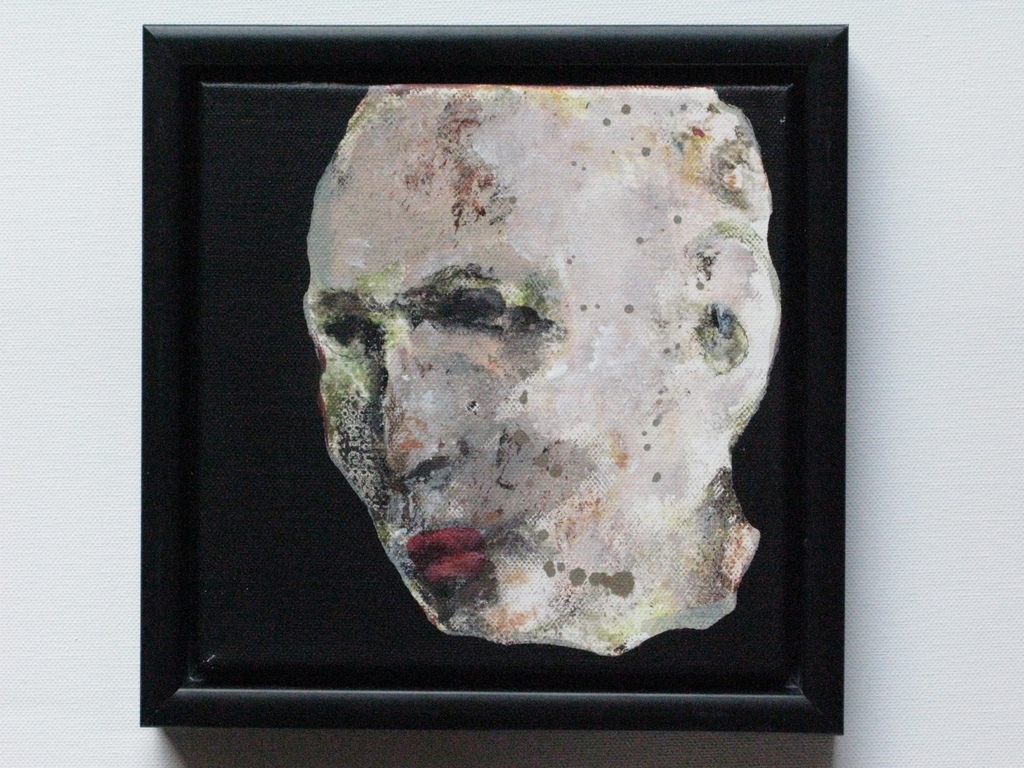 INEZ BULTHUIS (1947) - Head 10 - acryl op doek 2013 GESIGNEERD inverse en INGELIJST kopen? Bied vanaf 300!