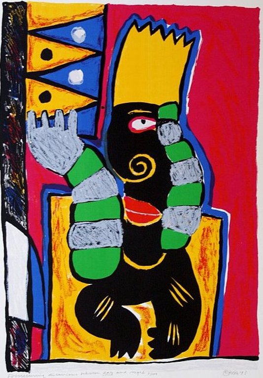 Clemens Briels, zeefdruk Everrecurring disc... (60 x 80 cm) verkocht voor € 170!