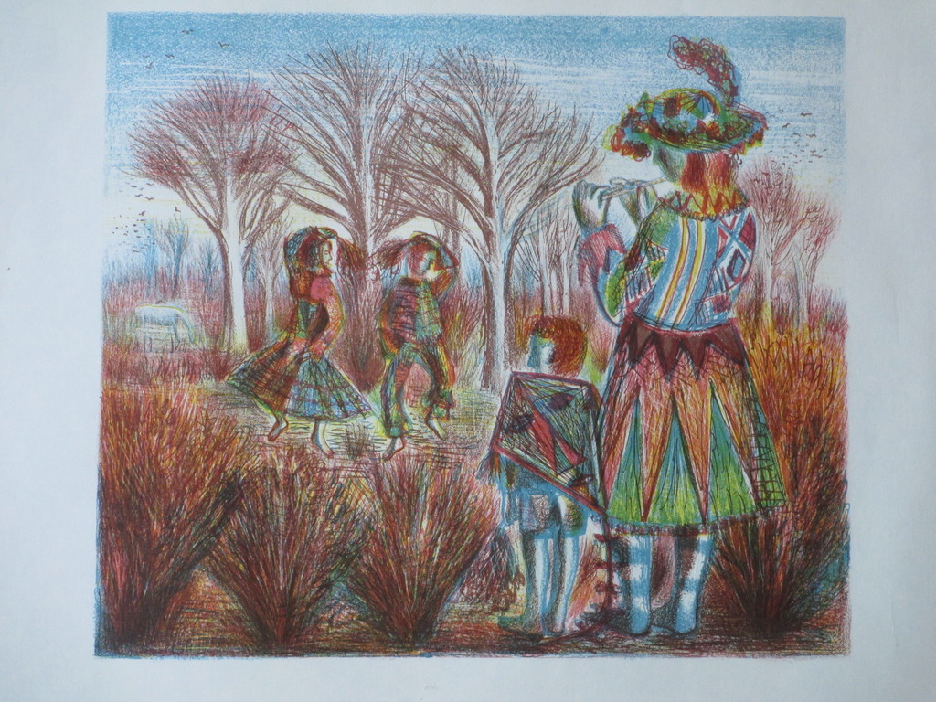 Kees Andrea, De fluitspeelster, Kleurenlitho verkocht voor € 35!