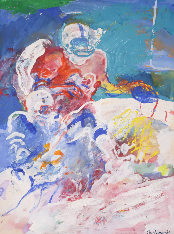 Jan van Diemen: Gouache, American Football players verkocht voor € 80!