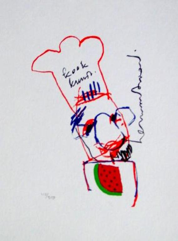 HERMAN BROOD, originele zeefdruk "Kookkunst" kopen? Bied vanaf 1!