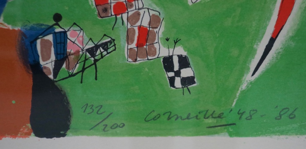 Corneille: Litho, Compositie met beesten en figuren III - Ingelijst kopen? Bied vanaf 1!