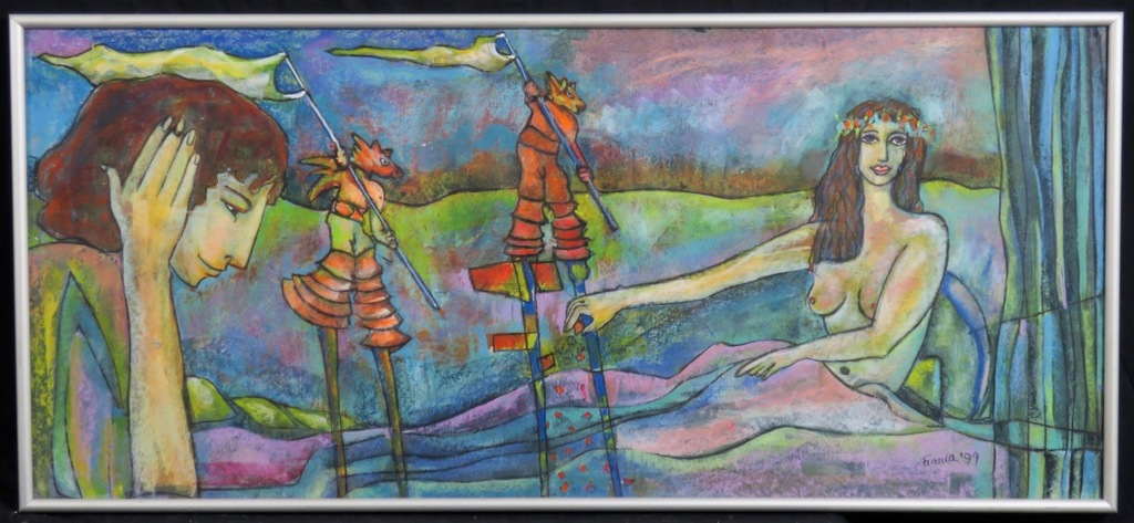 Franca Muller Jabusch: Gouache, Steltlopers - Ingelijst verkocht voor € 35!