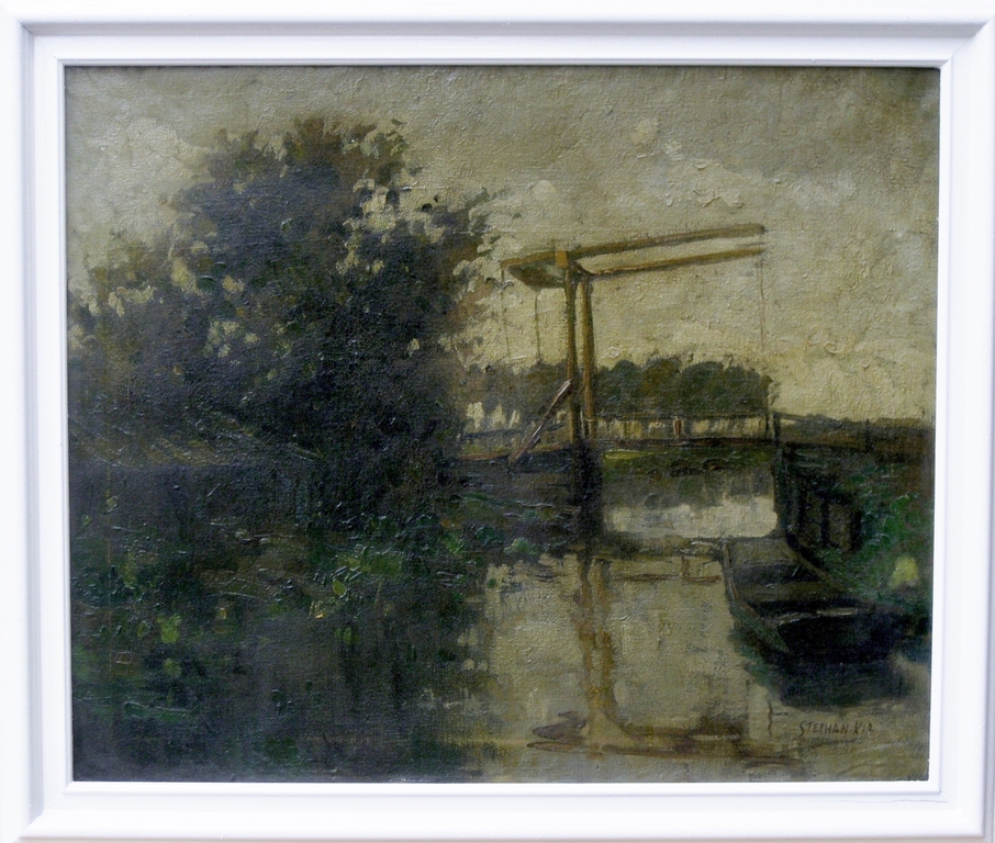 Stephan Kip (1914-1981) - Bruggetje over vaart, omgeving Hilversum kopen? Bied vanaf 85!