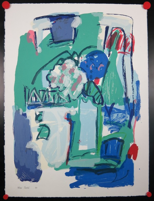 Milena Tlusta: Zeefdruk, Blauwe Compositie kopen? Bied vanaf 1!