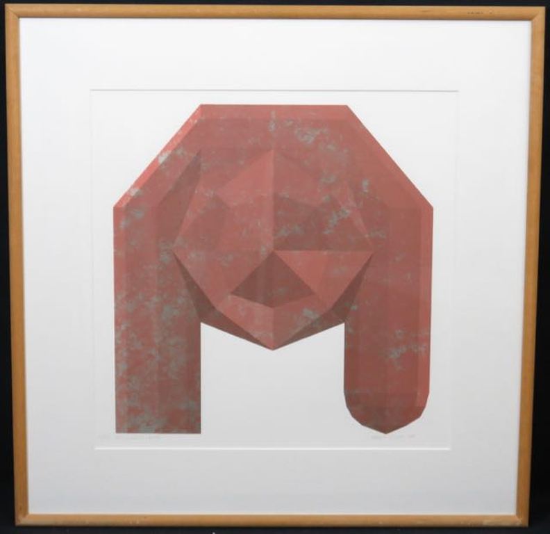 Harald Vlugt: Zeefdruk, Round About Pink -Ingelijst verkocht voor € 40!