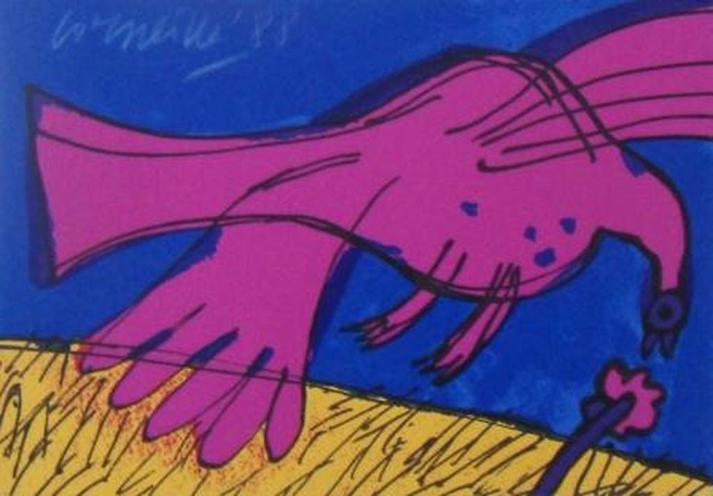 Corneille: vogel in roze met bloem kopen? Bied vanaf 1!