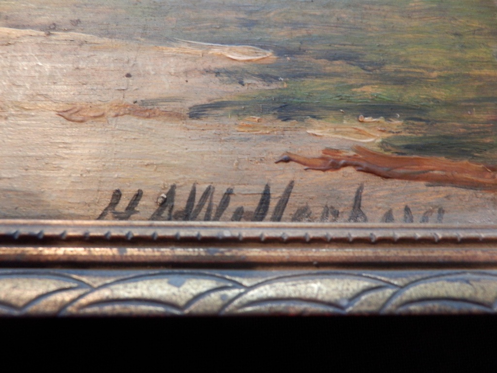 H.A.WILLENBORG MOLENS IN POLDERLANDSCHAP Olieverf op paneel  CA 1920 kopen? Bied vanaf 45!
