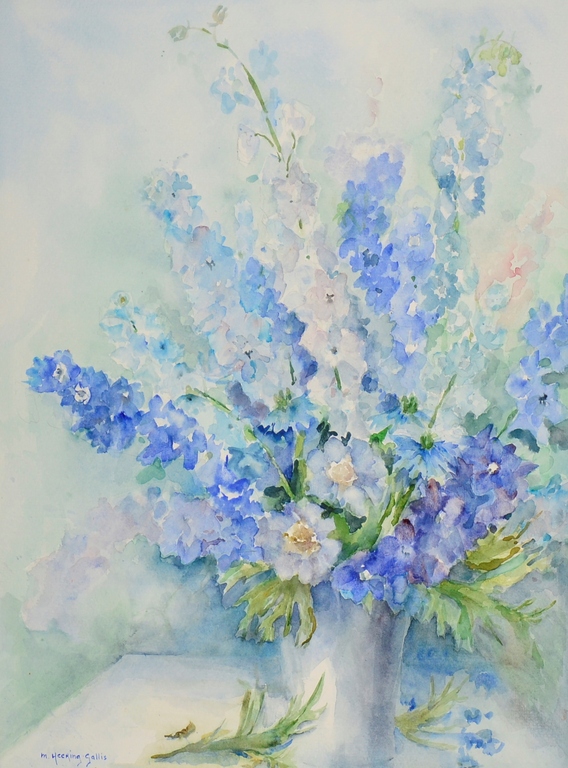 Mia Heering-Gallis: Grote aquarel 'Stilleven met bloemen' kopen? Bied vanaf 1!