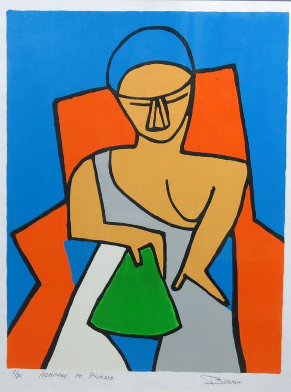 Bodain: Zeefdruk, Hommage to Picasso -Ingelijst kopen? Bied vanaf 35!