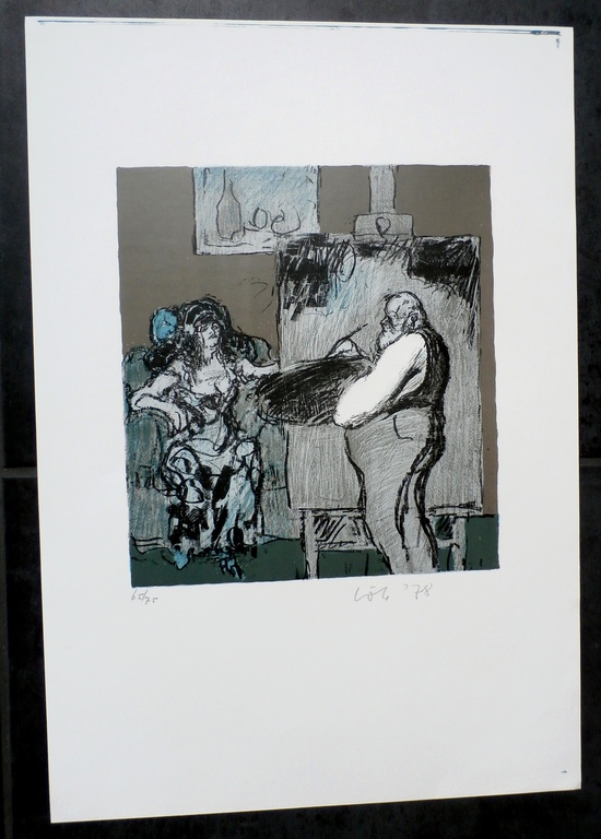 Kurt Löb - Kleurenlitho: de schilder (Kurt Löb) en zijn model - 1978 kopen? Bied vanaf 65!