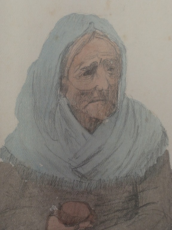 H.W.Mesdag 1831-1915 aquarel - oude vrouw - ongesigneerd - omstreeks 1880/1900 kopen? Bied vanaf 1!