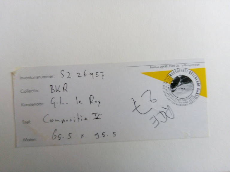 LAATSTE KEER: Guillaume le Roy  -  Compositie nr 5 uit 1996. kopen? Bied vanaf 80!