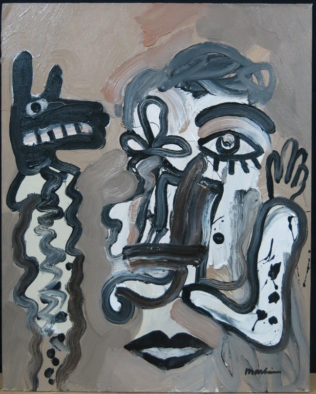 Anton Martineau: Olieverf op canvasboard, Toneelspelers kopen? Bied vanaf 250!