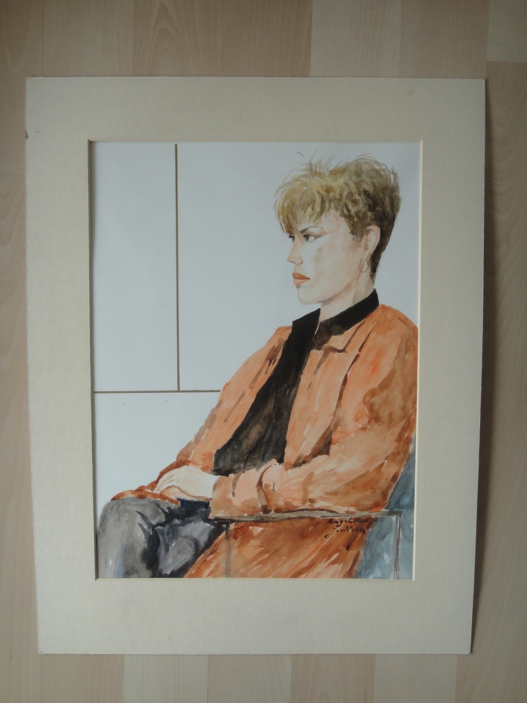 Jaap van Veen, aquarel, jaren '70 portret van Angelique kopen? Bied vanaf 1!