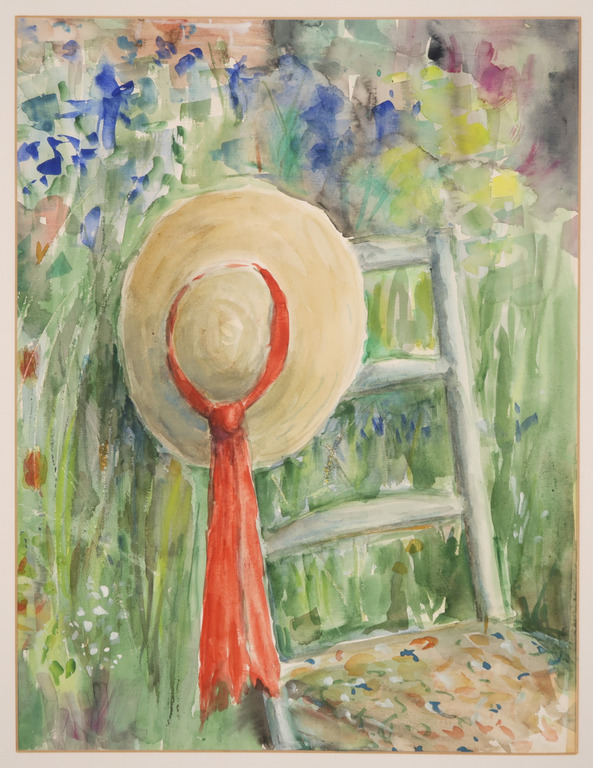 Onbekend: Aquarel, hoed en stoel kopen? Bied vanaf 1!