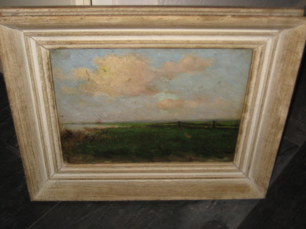 ongesigneerd Hollands landschap olieverf op board kopen? Bied vanaf 20!