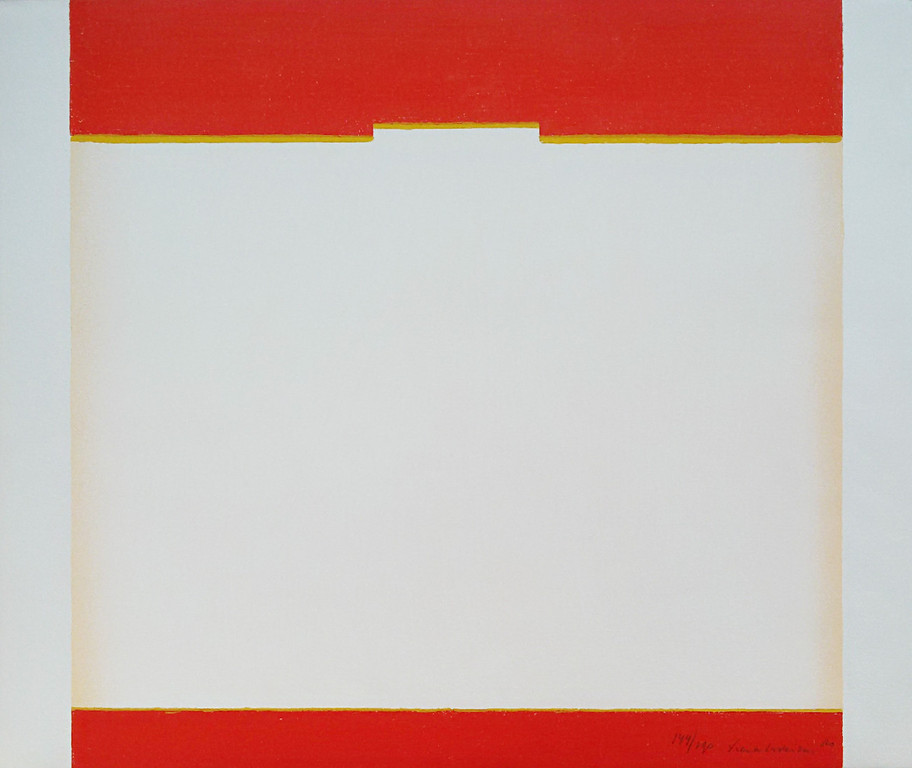 Frank Lodeizen - Compositie in rood en oranje, zeefdruk verkocht voor € 40!