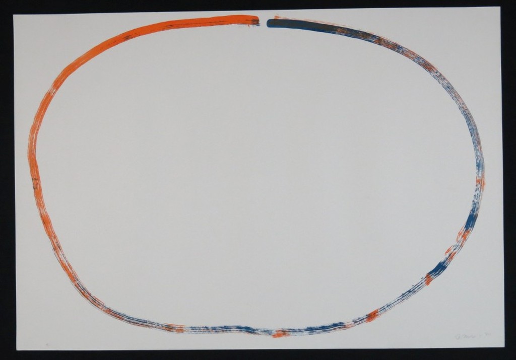 Rob van Koningsbruggen: Litho, Ovaal Blauw/Oranje (groot) verkocht voor € 80!