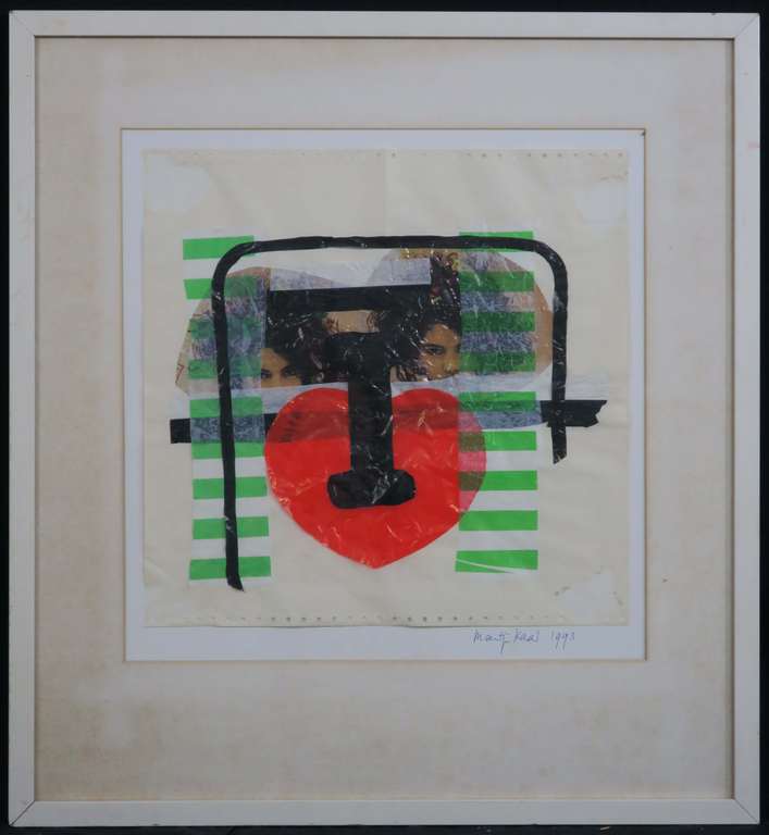 Meertje Kaal: Collage op papier, Zonder titel - Ingelijst kopen? Bied vanaf 1!