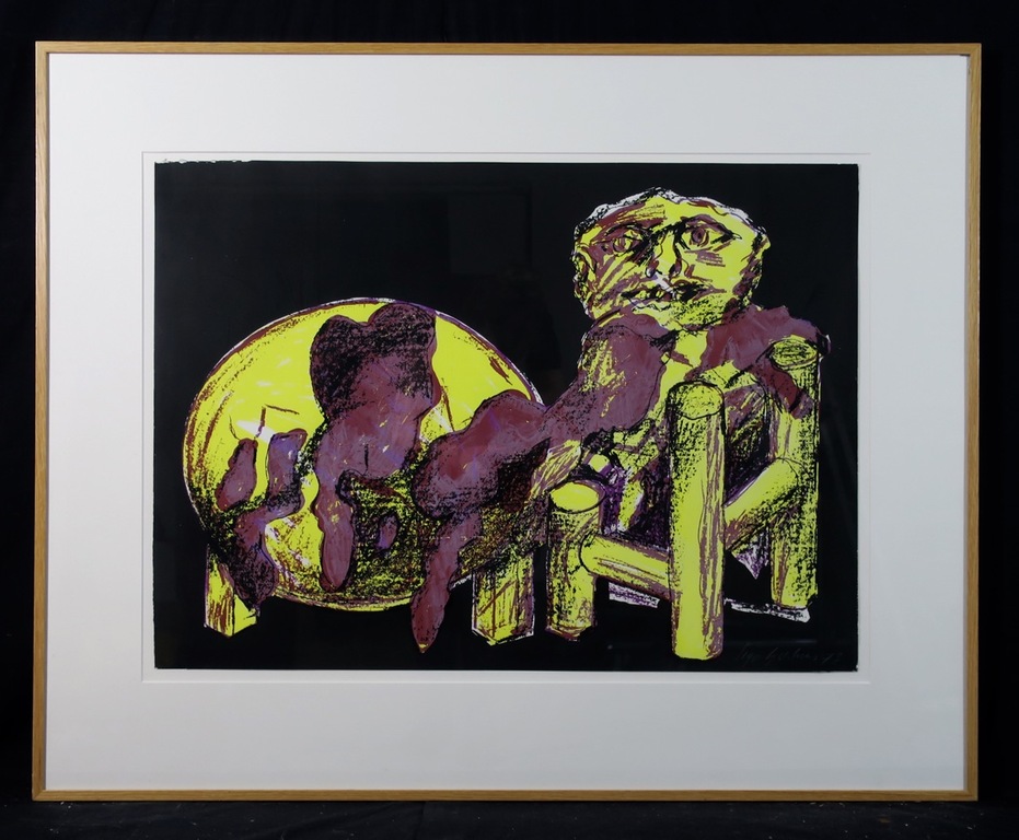 Jan Sierhuis: Litho, Zonder titel - Ingelijst (groot) verkocht voor € 80!