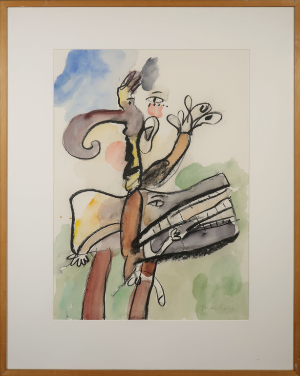 Anton Martineau: Gouache, Z.T. - Ingelijst verkocht voor € 110!