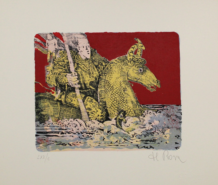 Raffaele de Rosa. -Krijger te water- Lithografie-Handgesigneerd. kopen? Bied vanaf 49!