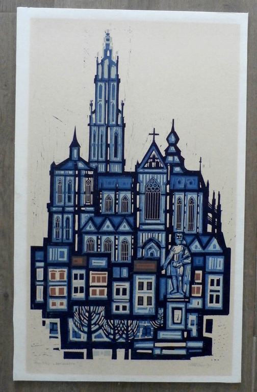 Akke Sins - houtsnede - Antwerpen I - 1975 kopen? Bied vanaf 60!