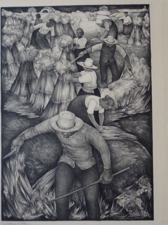 Willem van den Berg - litho - Oogstende boeren verkocht voor € 60!