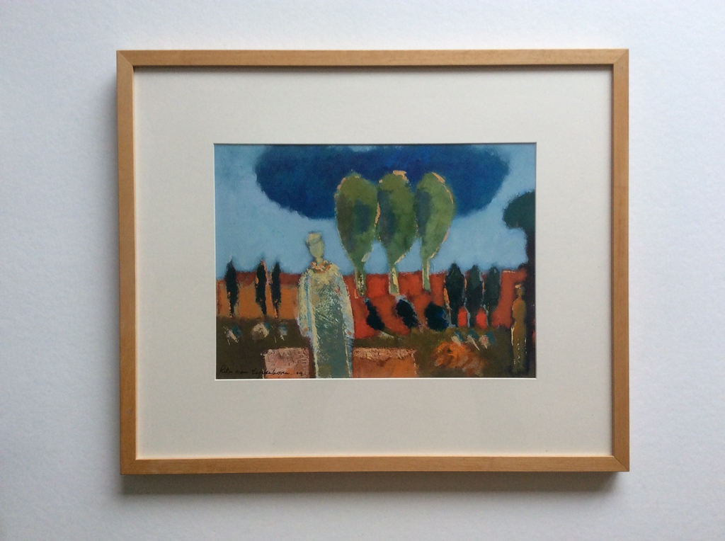 Lita van Engelenhoven - figuren in landschap - werk op papier, gelijst - gesign. kopen? Bied vanaf 125!
